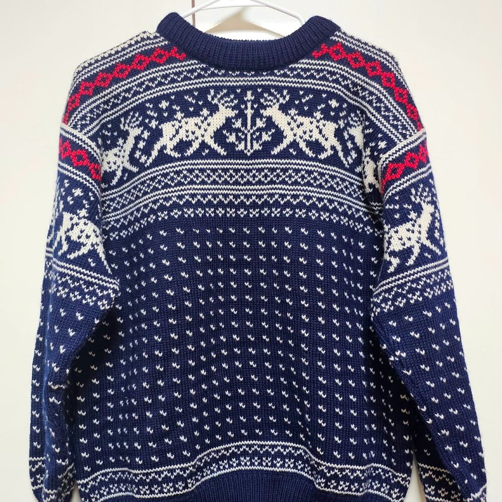 Vintage LL Bean Nordic Fair Isle Made in Norway 100% Wool Knit Sweater Size L